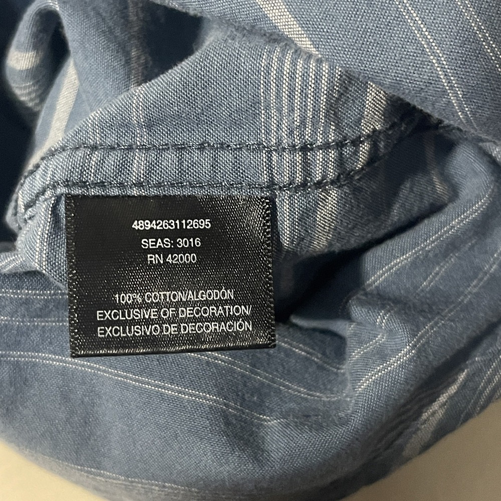Northwest Territory Blue Horizontal Striped Button Down Short Sleeve Mens XLarge - Picture 6 of 7
